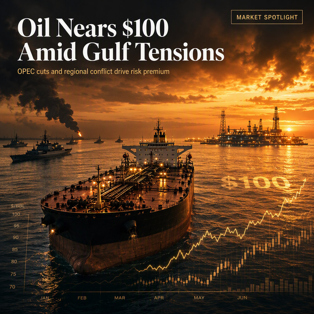Brent Crude Nears $100 as Persian Gulf Tensions and OPEC Output Cuts Drive Oil Risk Premium