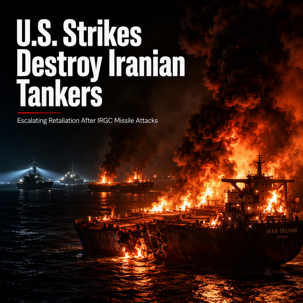 U.S. Strikes Destroy Eight Iranian Tankers After IRGC Missile Attacks on Navy Ships