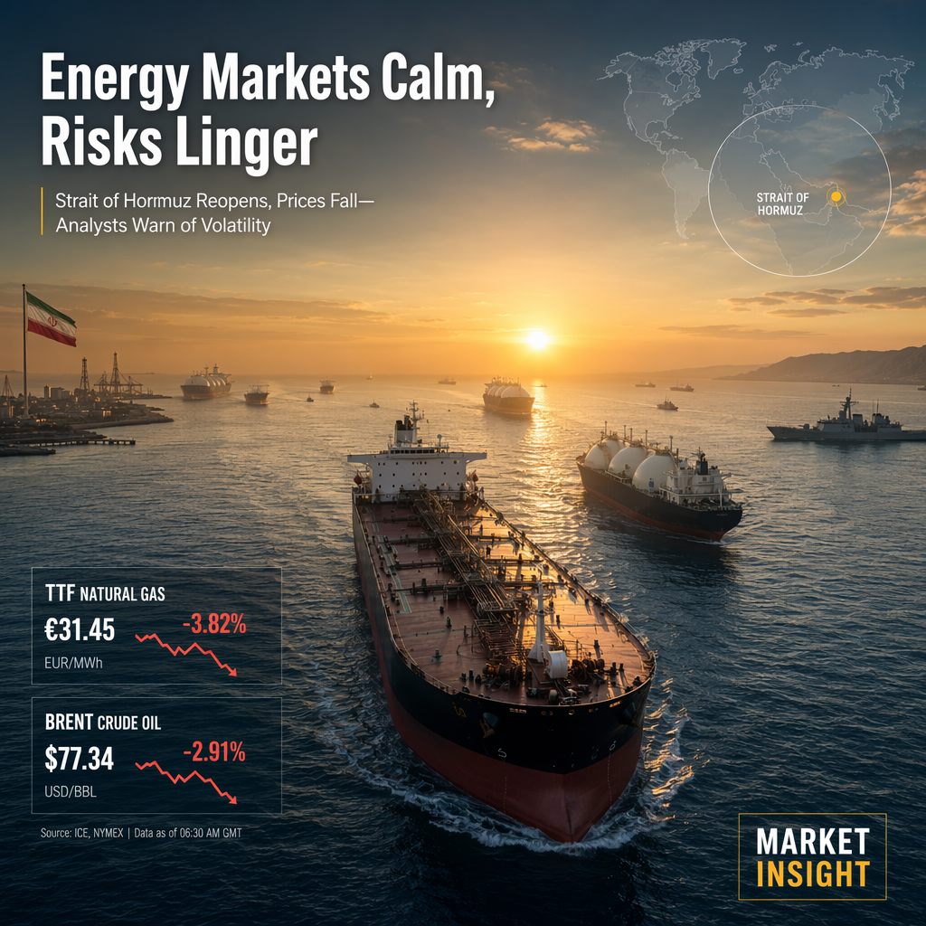 Energy Markets React to Eased Supply Risks Amid US Sanctions Relief and Strait of Hormuz Reopening
