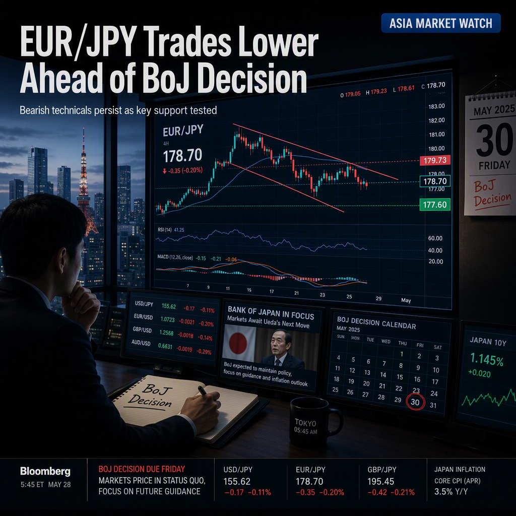 EUR/JPY Holds Near 178.70 Amid Bearish Technicals and BoJ Anticipation