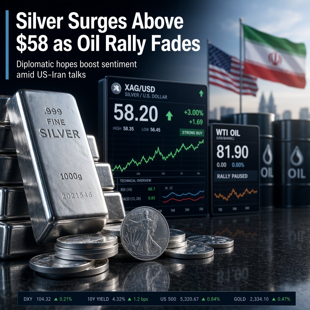 Silver Surges Over 3% to $58.20 as Oil Rally Pauses Amid US-Iran Diplomatic Hopes