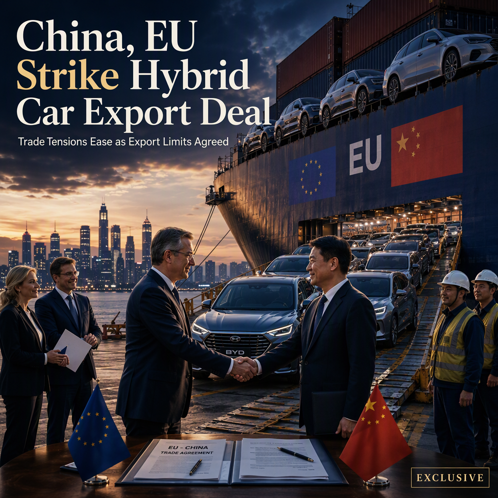 China and EU Reach Deal to Halve Chinese Hybrid Vehicle Exports, Easing Trade Tensions