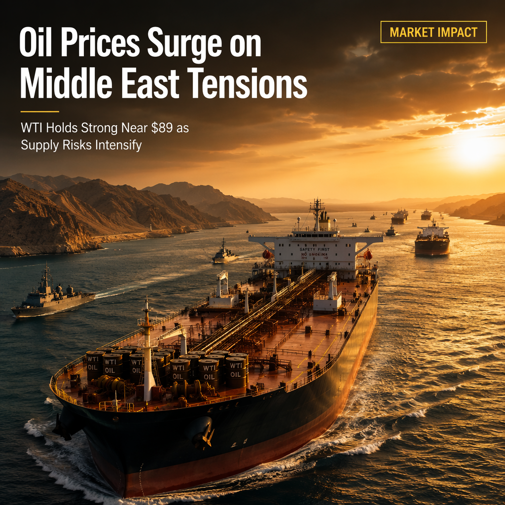 WTI Oil Holds Gains Near $89 as Middle East Tensions Fuel Bullish Momentum