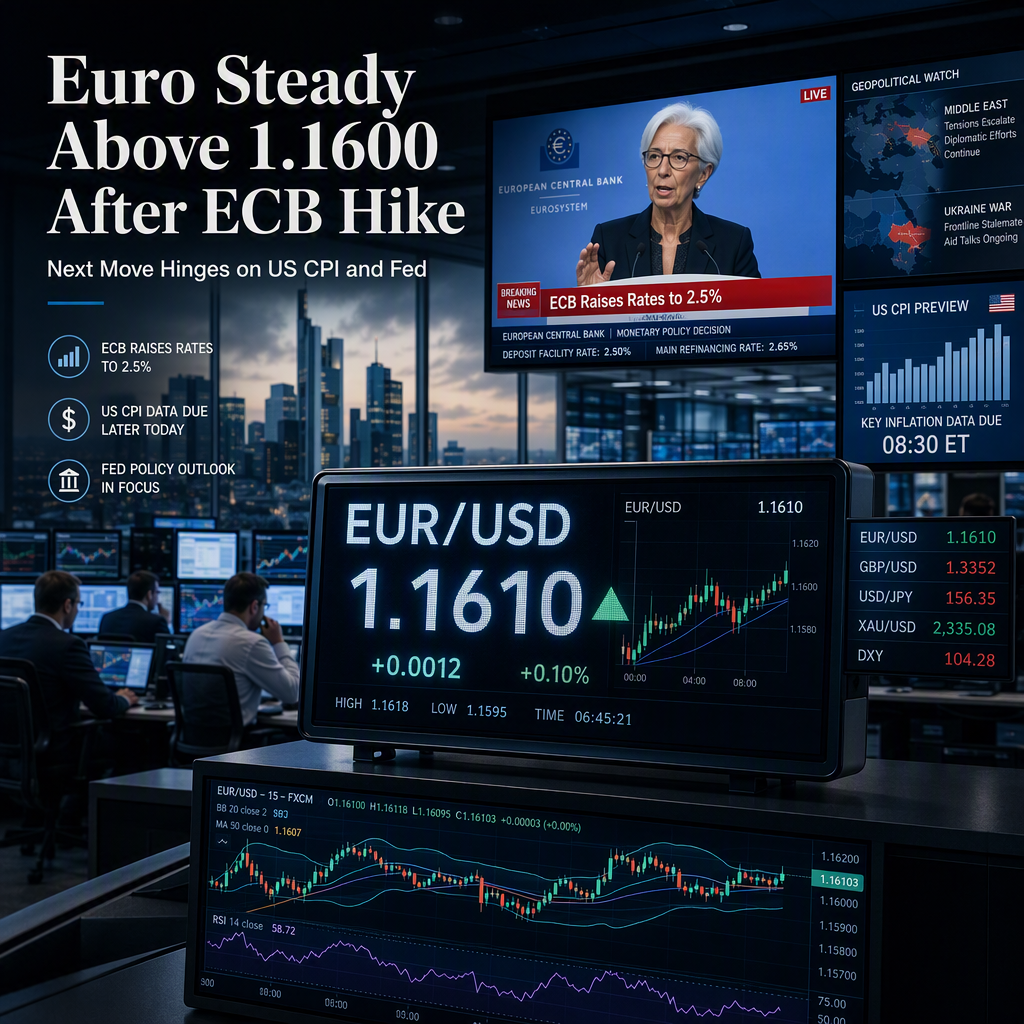 Euro Holds Steady Above 1.1600 After ECB's Hawkish Rate Hike; Markets Eye US CPI Data
