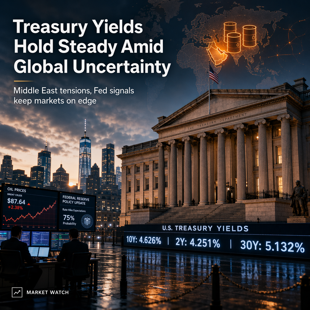 Treasury Yields Steady as Middle East Tensions and Fed Rate Hike Bets Drive Market Uncertainty