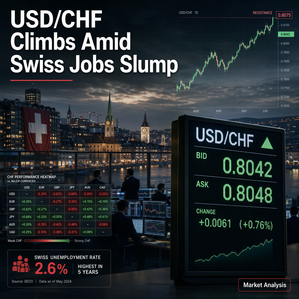 USD/CHF Rises as Swiss Unemployment Hits Five-Year High and SNB Reserves Surge