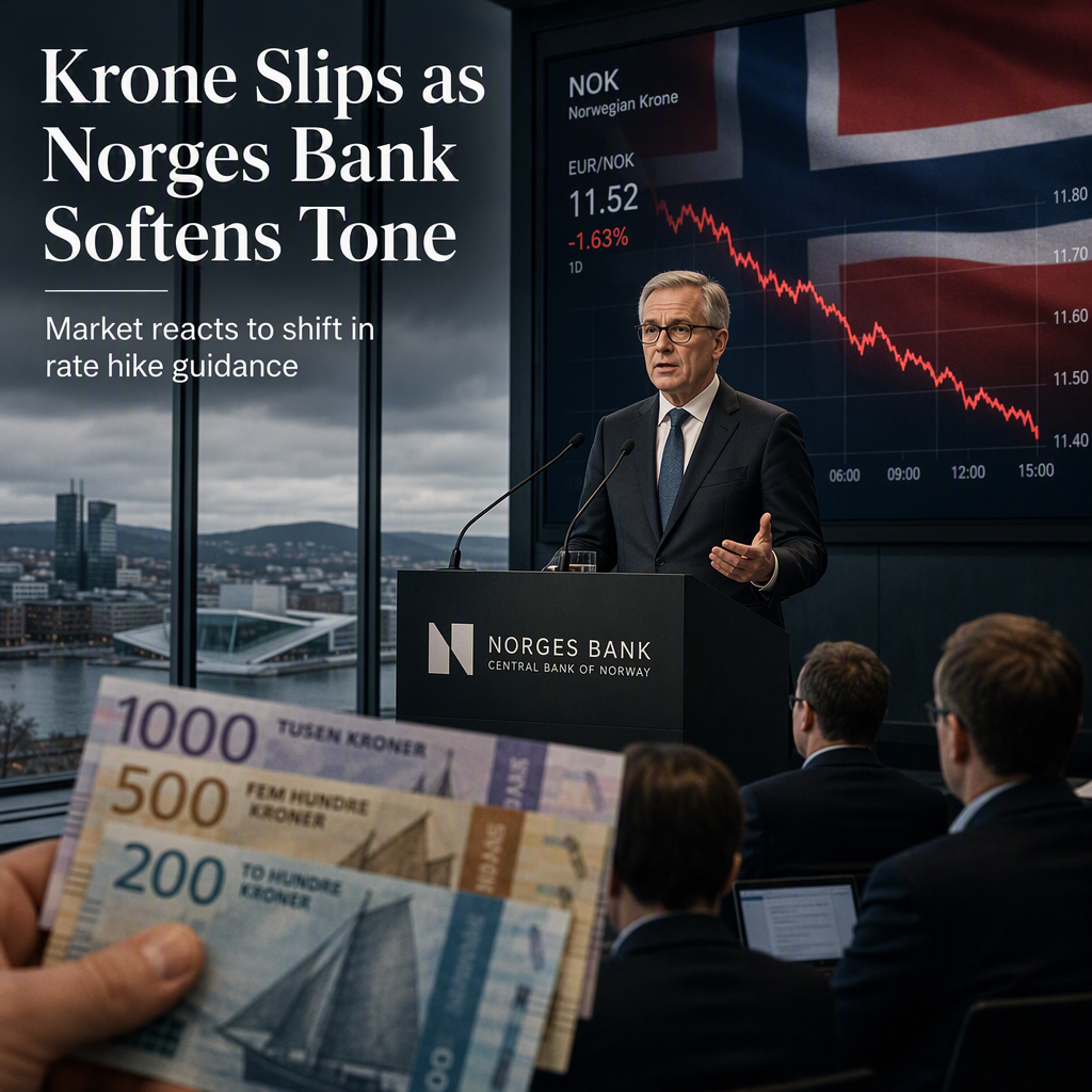 Norwegian Krone Weakens as Norges Bank Softens Hawkish Stance