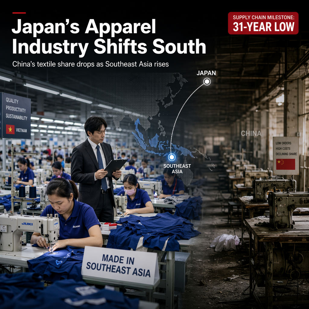 Japan's Textile Imports from China Fall Below 50% as Apparel Industry Shifts to Southeast Asia