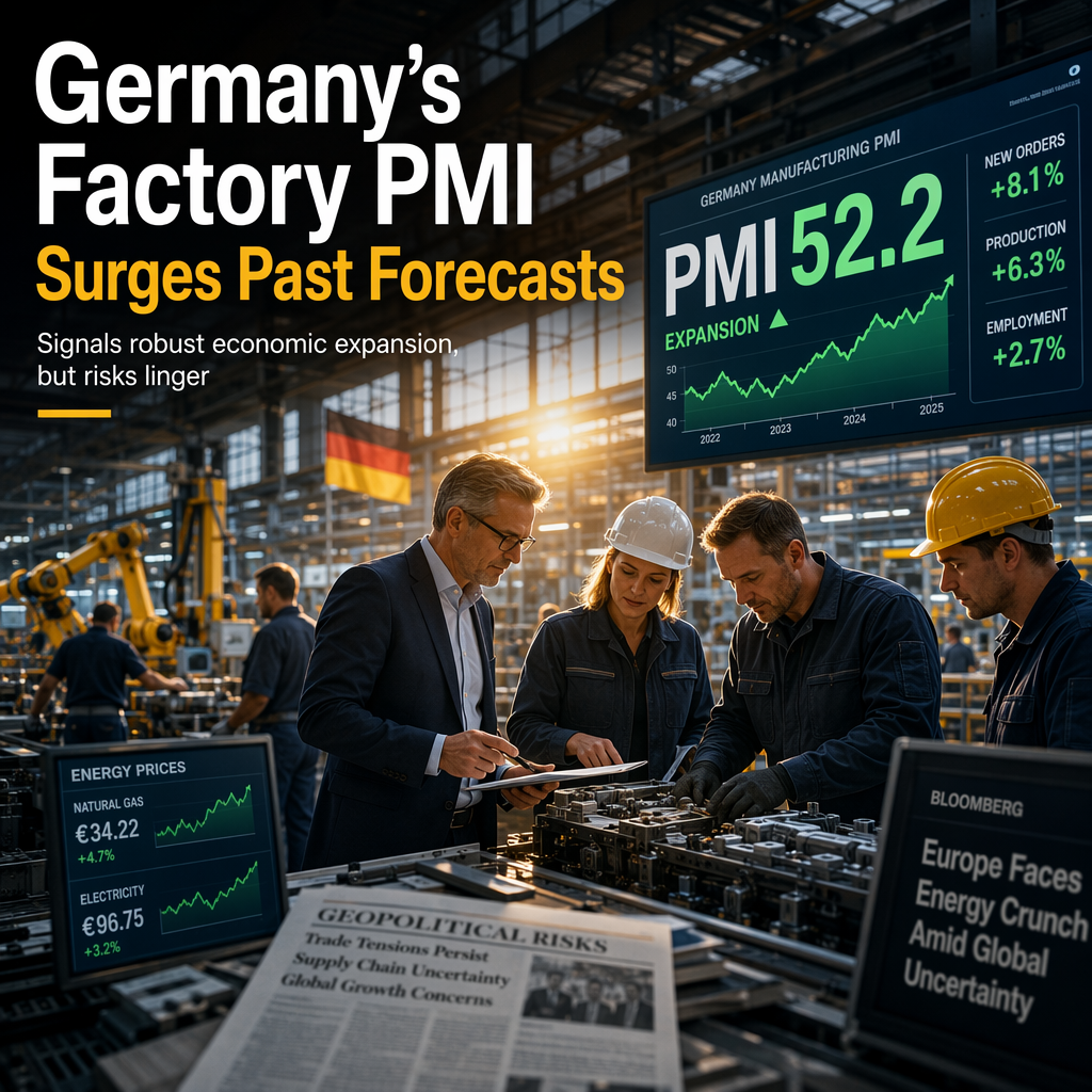 Germany’s Manufacturing PMI Surges to 52.2, Surpassing Expectations and Signaling Economic Expansion