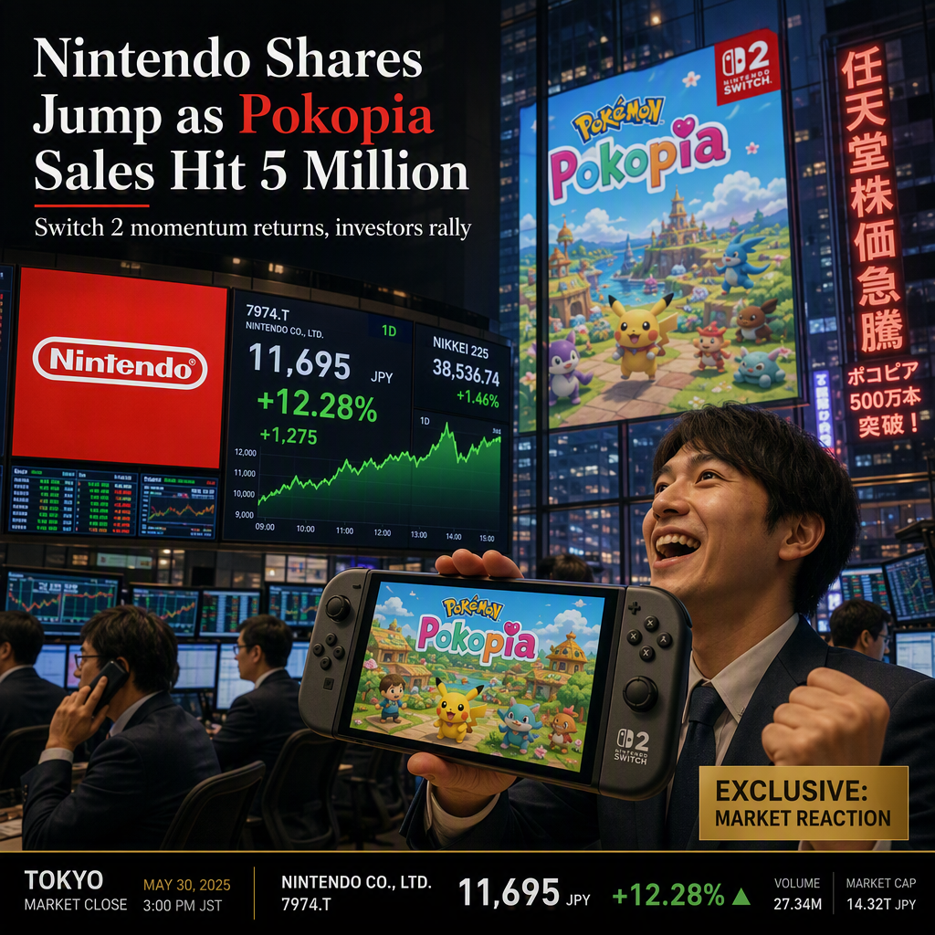 Nintendo Shares Surge 7% as 'Pokémon Pokopia' Sales Exceed 5 Million on Switch 2