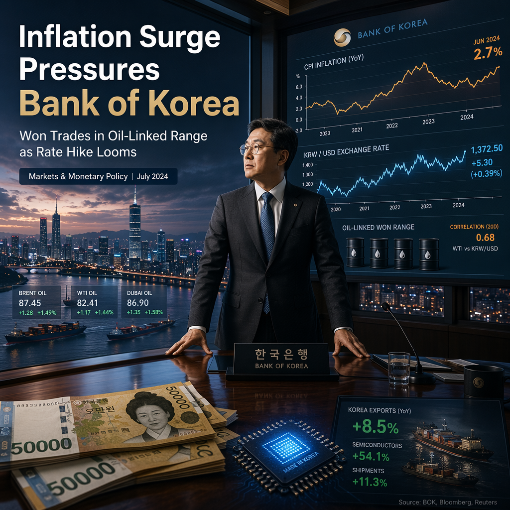 Elevated Inflation Fuels Expectations for Bank of Korea Rate Hike as Won Trades in Oil-Linked Range