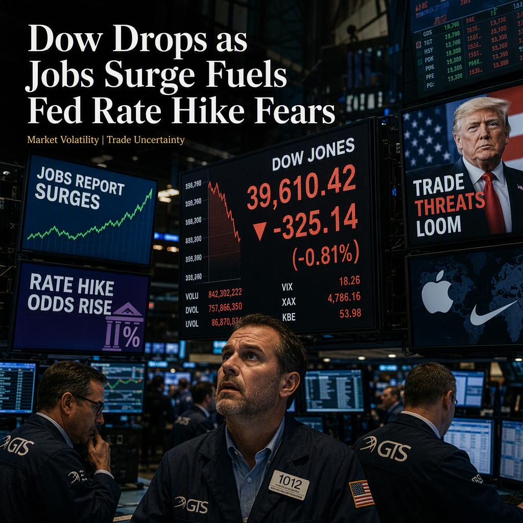 Dow Jones Slips as Strong Jobs Report Fuels Fed Rate Hike Bets and Presidential Trade Threats