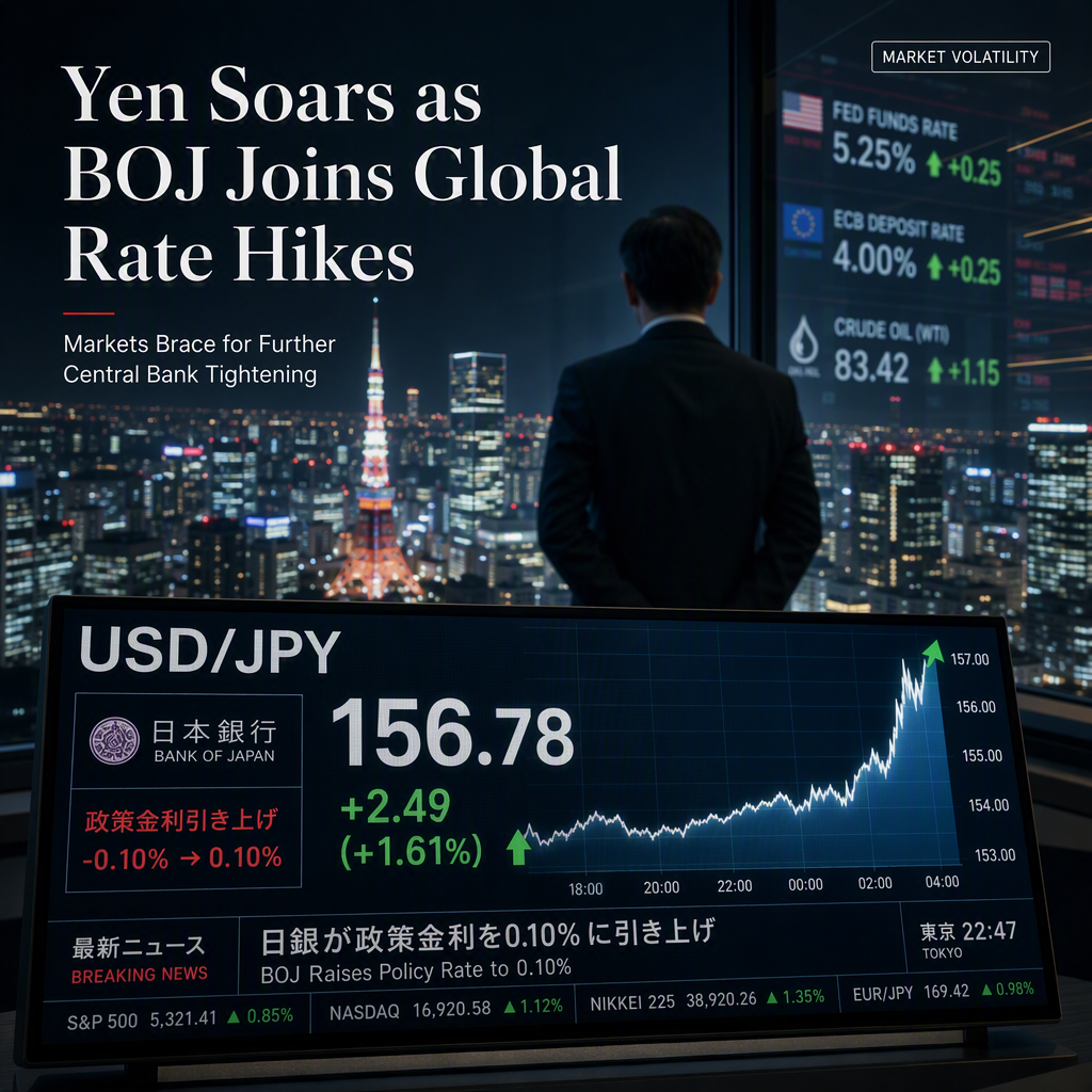 Yen Surges as BOJ Joins Global Rate Hike Wave; Markets Brace for Further Tightening