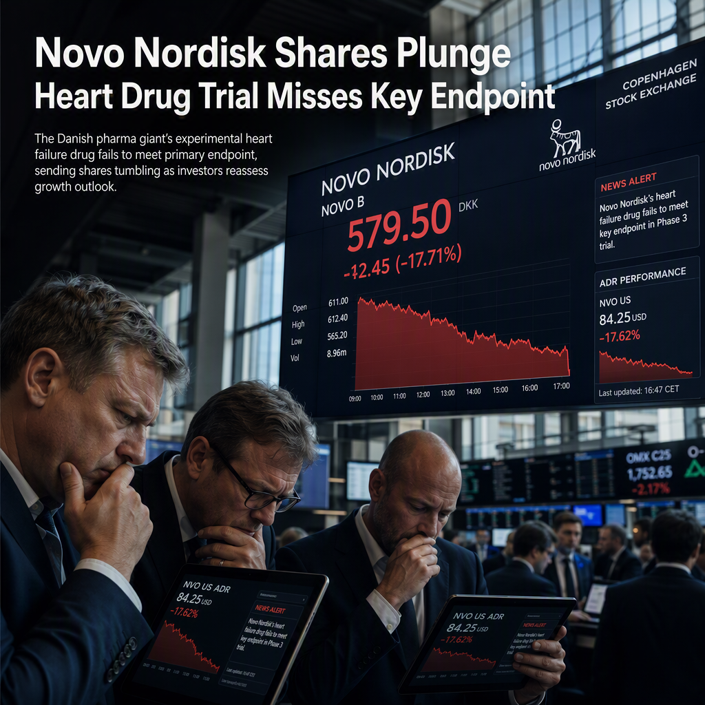 Novo Nordisk Shares Plunge After Heart Drug Ziltivekimab Fails Key Trial Endpoint