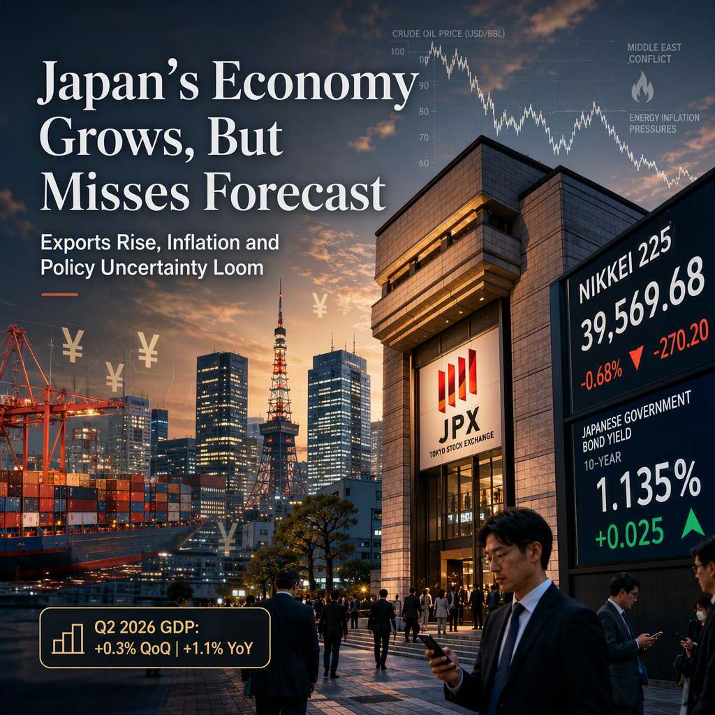 Japan's Q2 GDP Growth Misses Expectations Amid Export Gains and Inflation Pressures