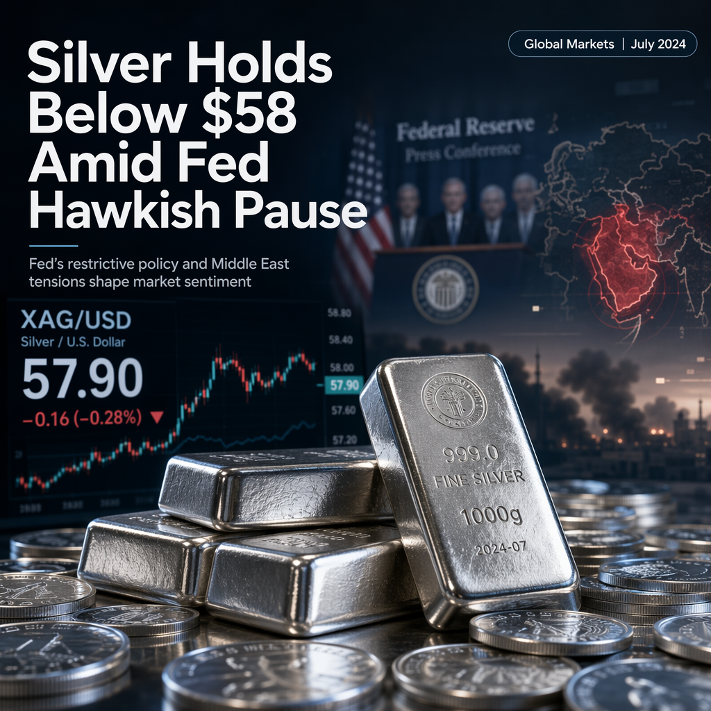 Silver Holds Below $58 as Fed Maintains Rates Amid Hawkish Tone and Geopolitical Tensions