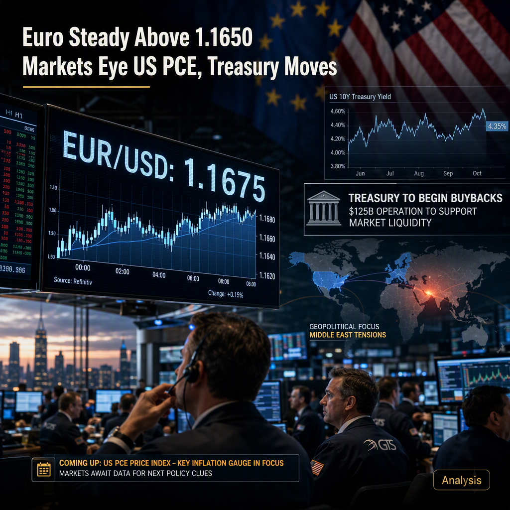 Euro Holds Firm Above 1.1650 as Markets Await US PCE Data and Treasury Buyback Plans
