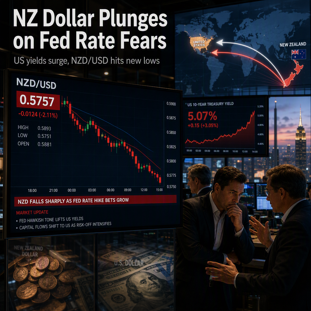 New Zealand Dollar Falls Sharply as Fed Rate Hike Expectations and Rising US Yields Pressure NZD/USD
