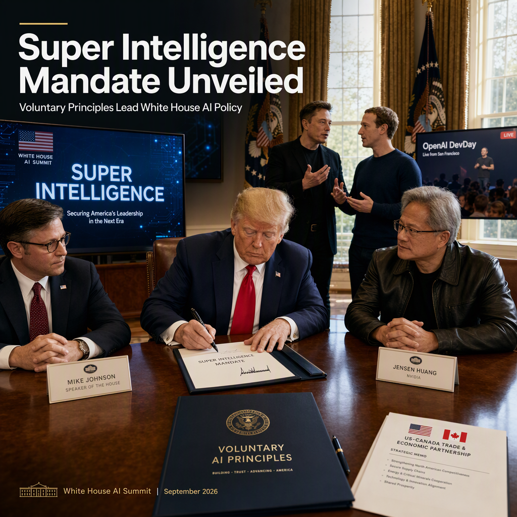 Trump Administration Introduces 'Super Intelligence' Mandate and Voluntary AI Principles with Tech Leaders