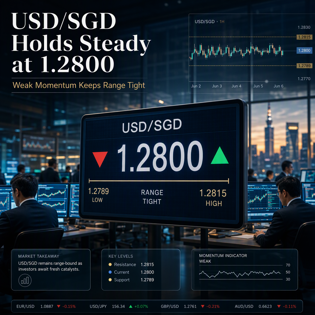 USD/SGD Maintains Range-Bound Trading Near 1.2800 as Upward Momentum Remains Weak