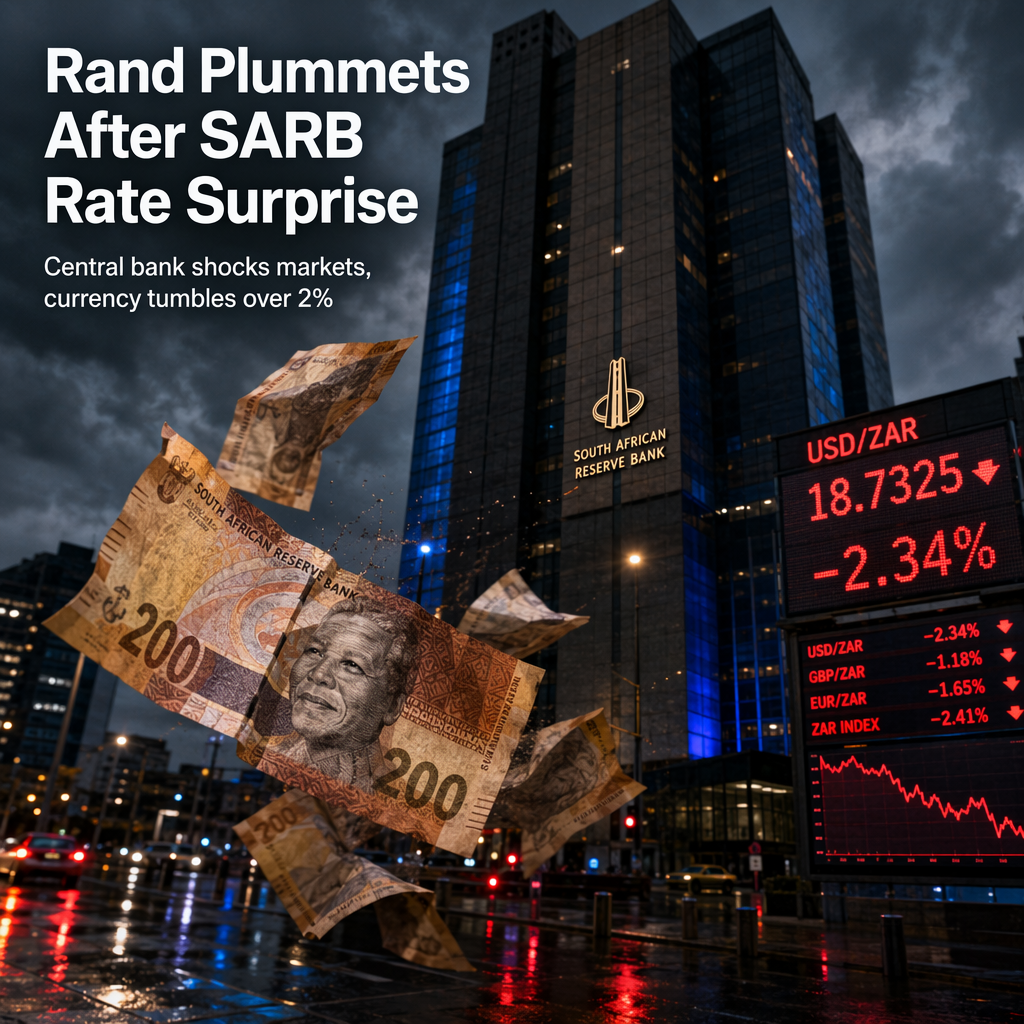 South African Rand Plunges Over 2% After SARB Surprises Markets by Holding Rates Steady