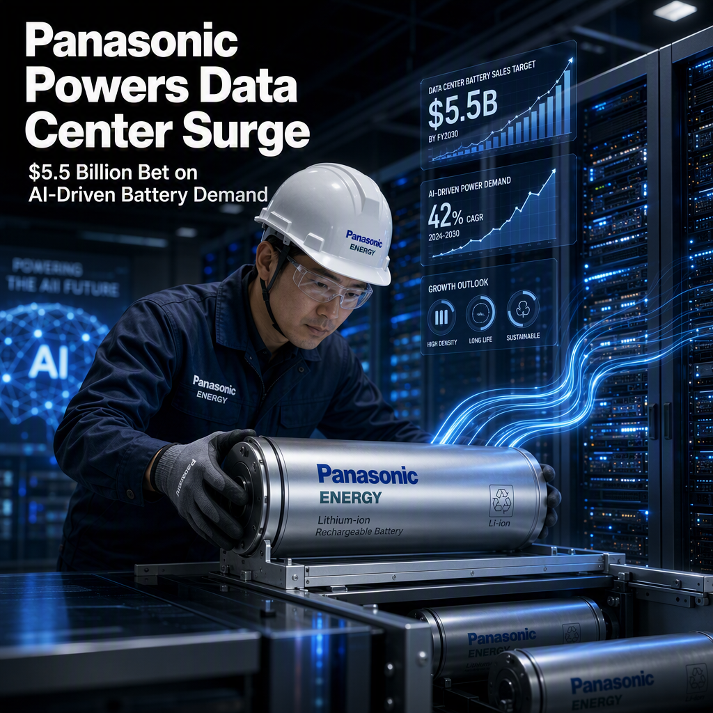 Panasonic Energy Targets $5.5 Billion Data Center Battery Sales Amid AI Boom