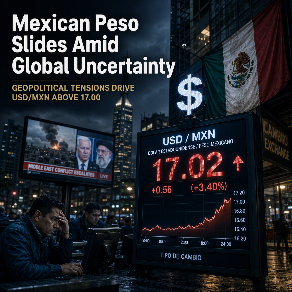 Mexican Peso Weakens as Middle East Tensions Boost US Dollar Despite Soft US Data