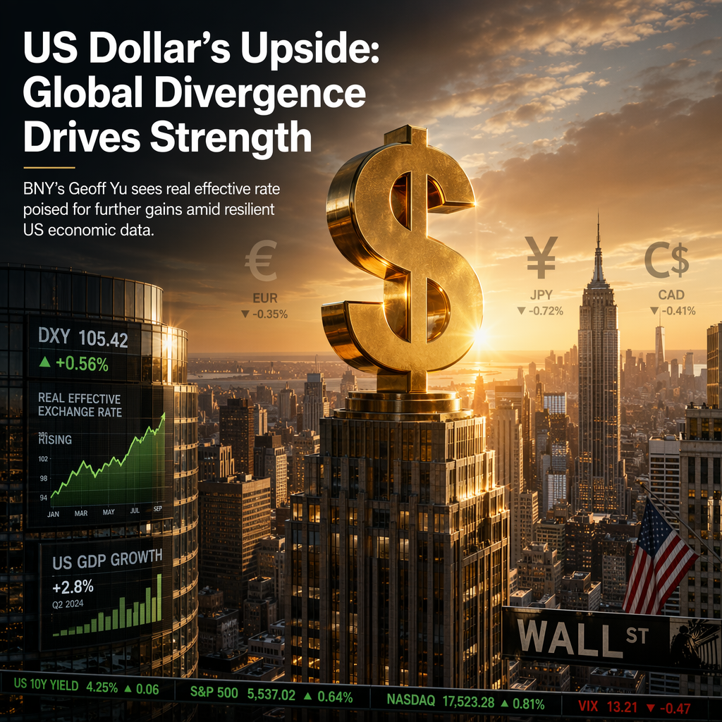 BNY's Geoff Yu Sees Further Upside for US Dollar's Real Effective Exchange Rate Amid Global Divergence