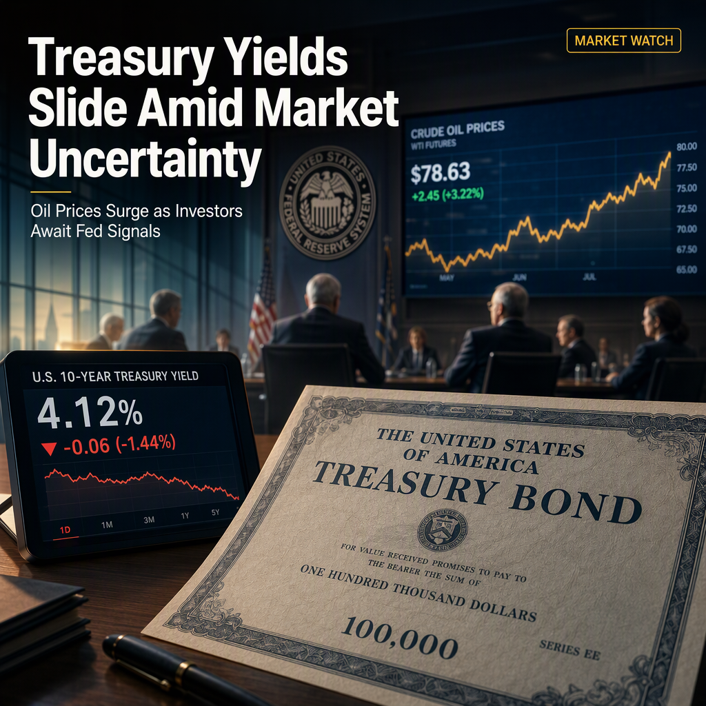 U.S. Treasury Yields Dip as Investors Await Jobs Data and Fed Signals; Oil Prices Climb