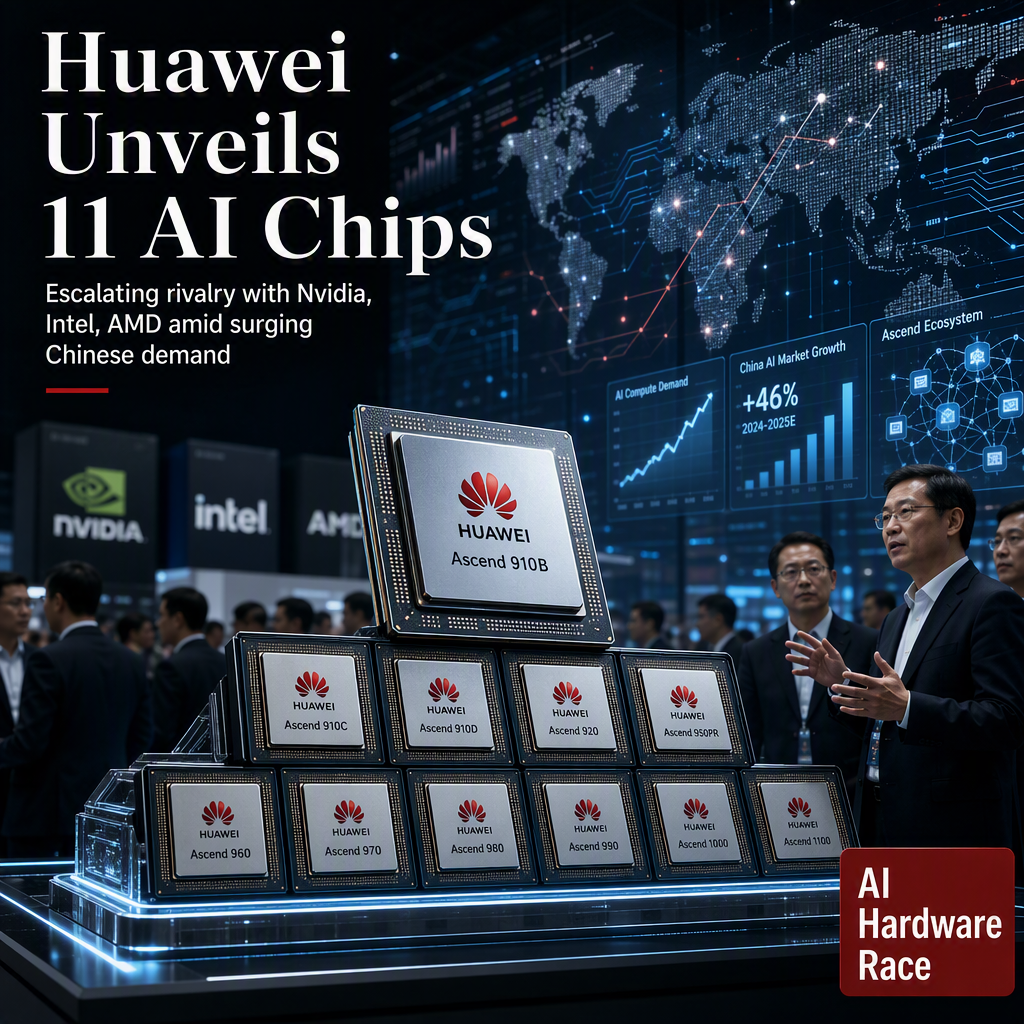 Huawei Unveils 11 AI Chips, Intensifying Competition with Nvidia, Intel, and AMD
