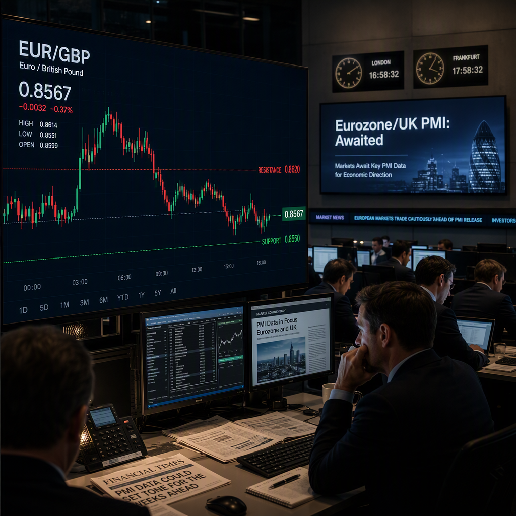 EUR/GBP Retreats from Intraday Highs as Markets Await Key PMI Data