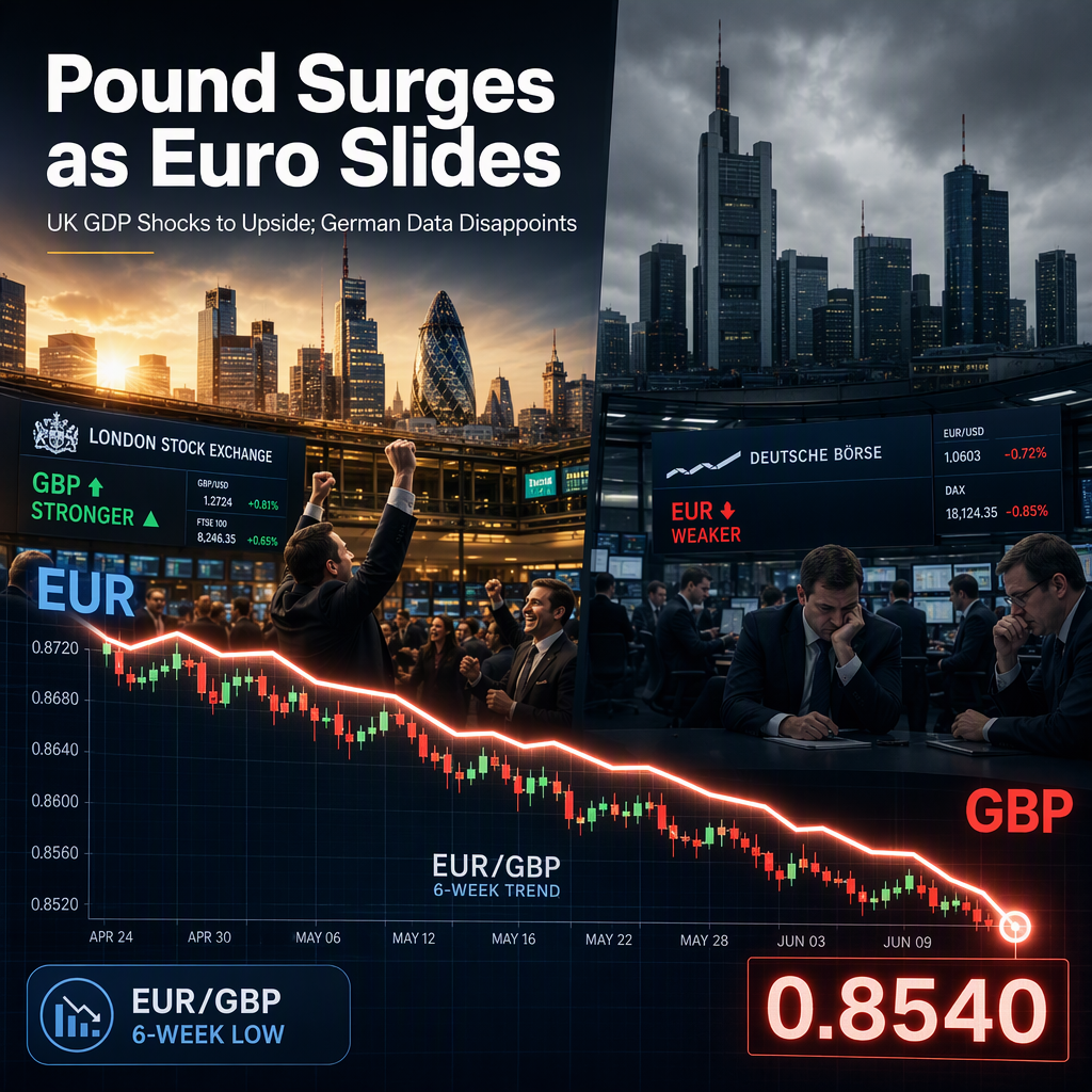EUR/GBP Hits Six-Week Lows as UK GDP Surprises to Upside and German Data Disappoints