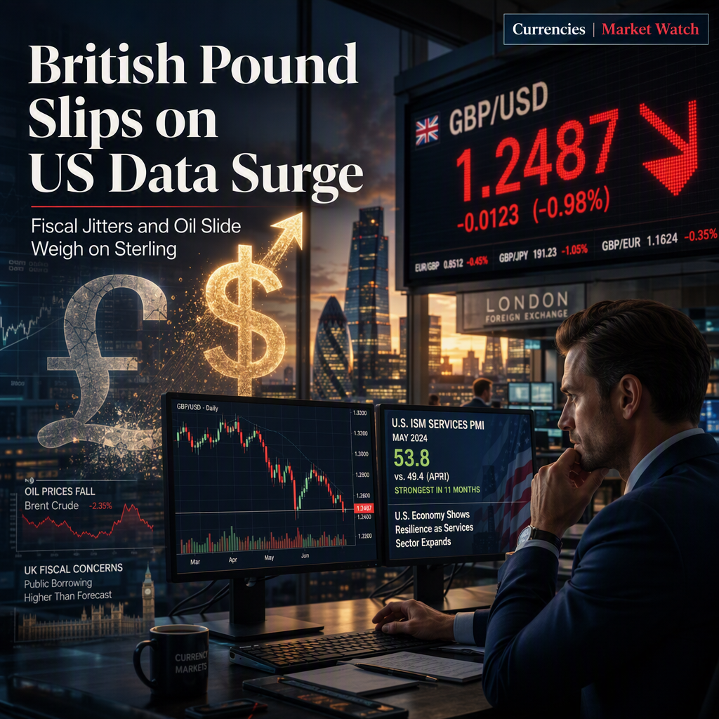British Pound Falls as Strong US ISM Data Boosts Dollar; UK Fiscal Concerns Weigh