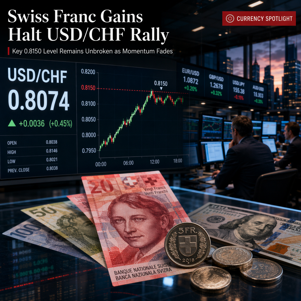 USD/CHF Rally Stalls Below 0.8150 as Swiss Franc Outperforms Major Peers
