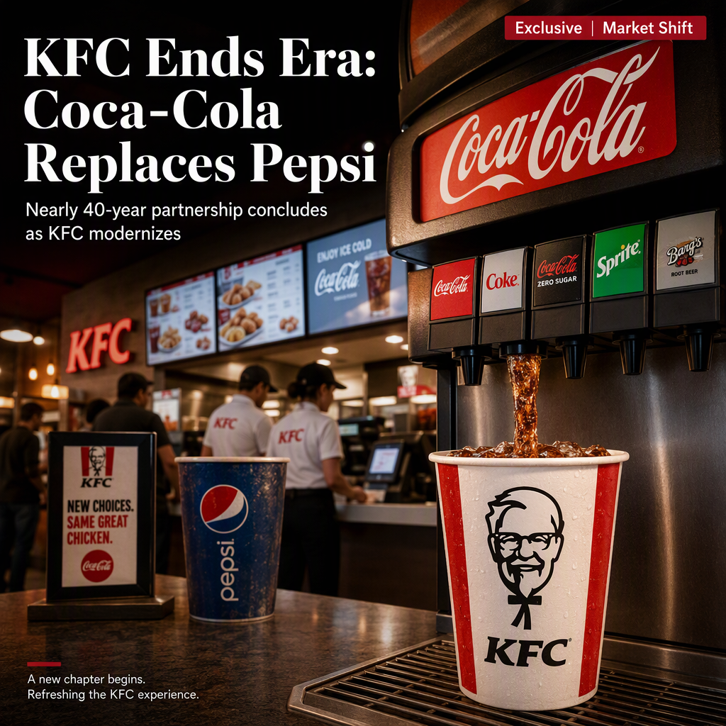 KFC to Replace Pepsi with Coca-Cola at 3,700 US Restaurants, Ending Nearly 40-Year Partnership