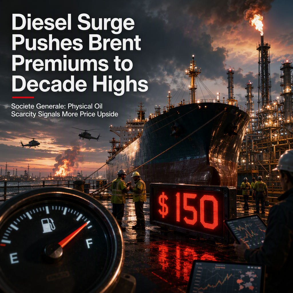 Diesel Strength Drives Brent Physical Premiums to Decade Highs, Societe Generale Reports