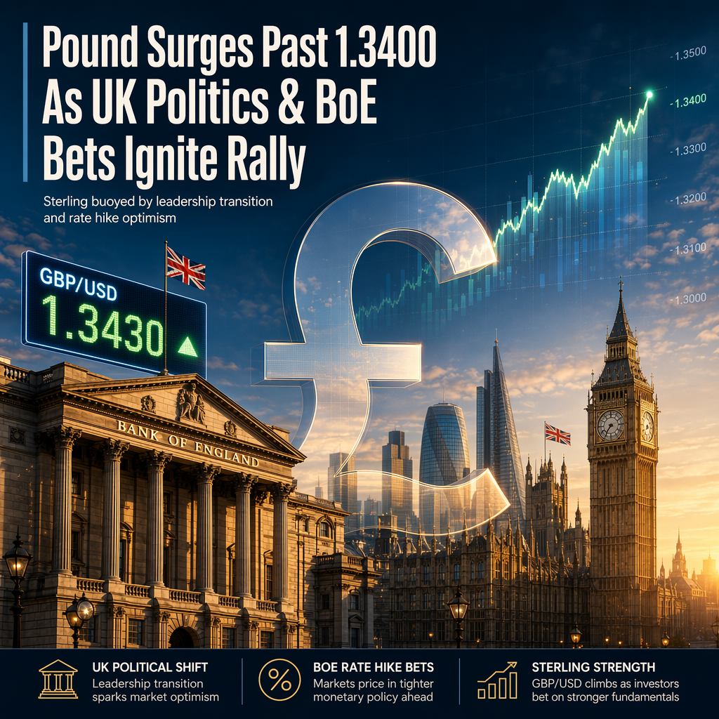 GBP/USD Rises Above 1.3400 as UK Political Shift and BoE Rate Hike Bets Boost Pound