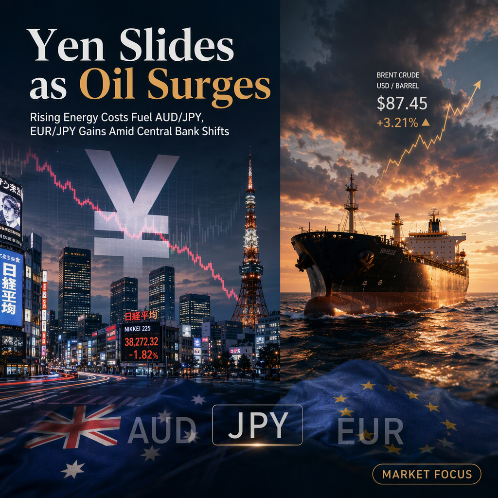 Japanese Yen Weakens as Rising Oil Prices Boost AUD/JPY and EUR/JPY; Central Bank Policy Shifts in Focus