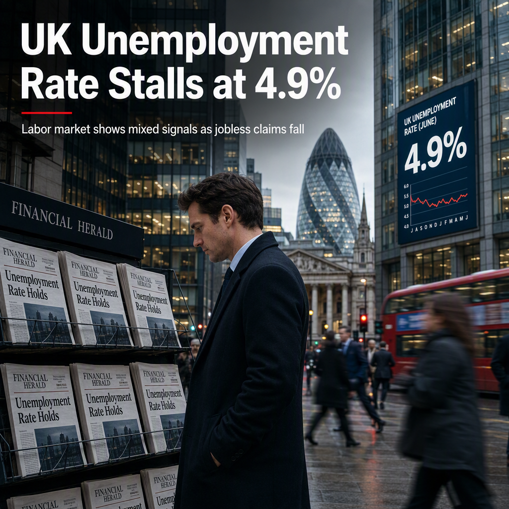 UK Unemployment Rate Holds at 4.9% in June, Missing Market Expectations