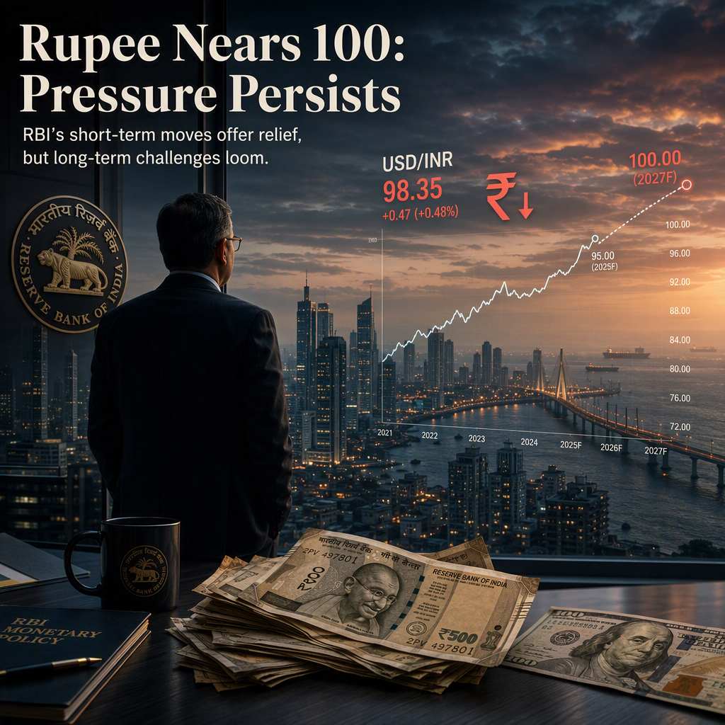 Rupee Faces Continued Pressure Despite RBI Measures; 100-per-Dollar Level Possible by 2027