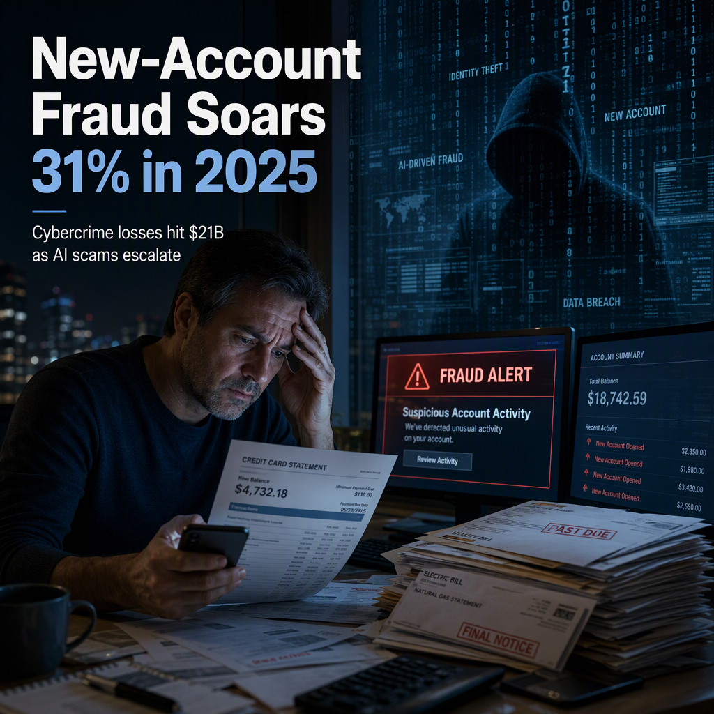 New-Account Fraud Surges 31% in 2025 Amid $21 Billion Cybercrime Losses