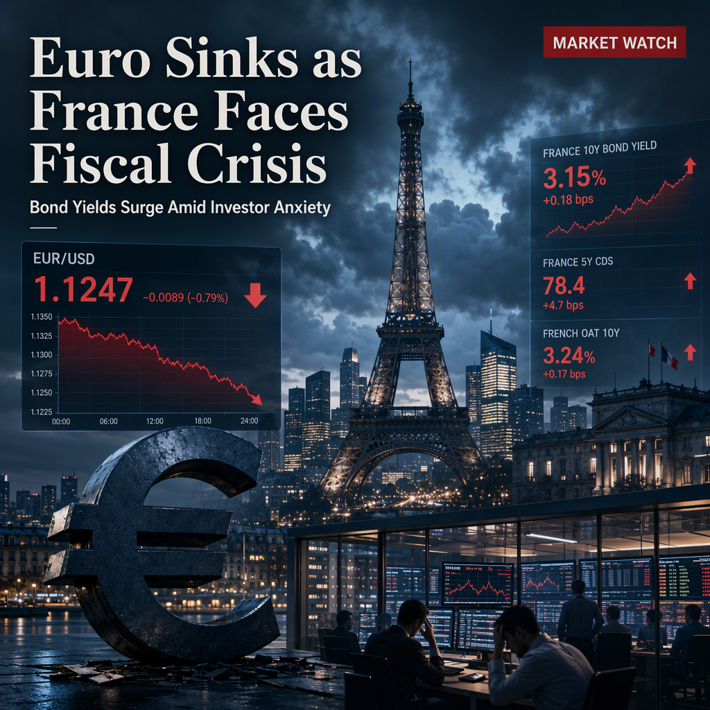 Euro Weakens Below 1.1250 Amid France's Fiscal Concerns and Rising Bond Yields