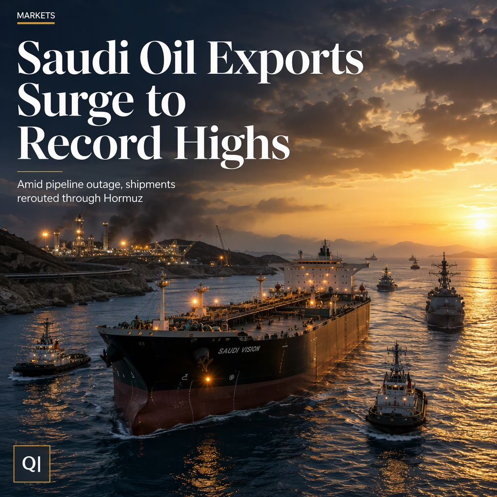 Saudi Arabia Boosts Oil Exports to Highest Levels Since Iran War Amid Pipeline Outage