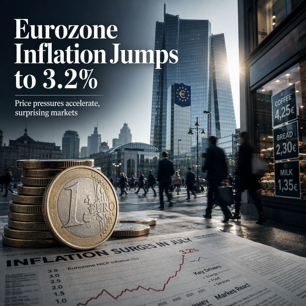 Eurozone Inflation Surges to 3.2% in July, Surpassing Market Expectations