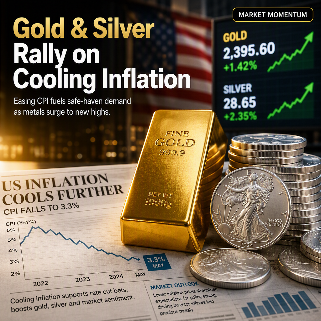 Gold and Silver Surge as US Inflation Cools, Easing Fed Rate Hike Fears