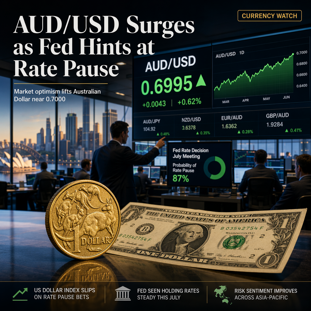 AUD/USD Rises Toward 0.7000 as US Dollar Weakens on Fed Rate Pause Expectations