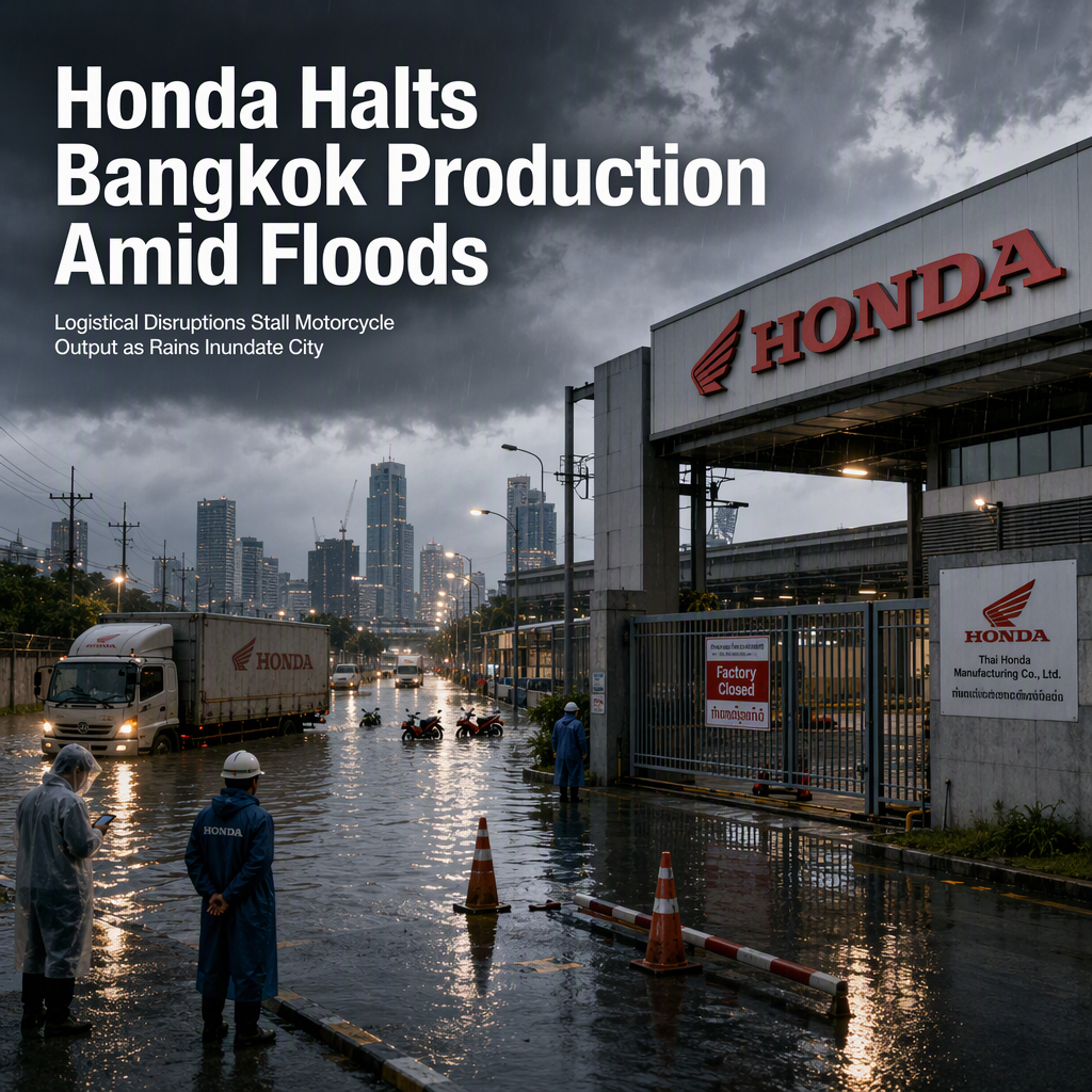 Honda Halts Bangkok Motorcycle Production Amid Flooding, Citing Logistical Disruptions