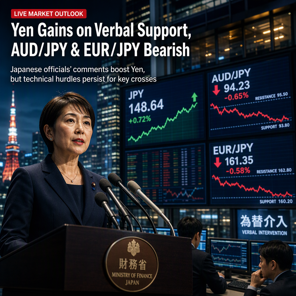 Japanese Yen Gains Support Amid Verbal Intervention, While AUD/JPY and EUR/JPY Remain Bearish