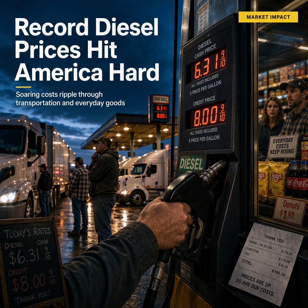 Record Diesel Prices Threaten Broad U.S. Economic Impact as Transportation Costs Surge
