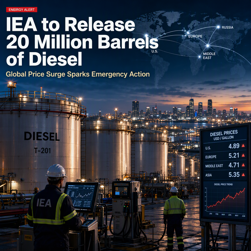 IEA to Release Over 20 Million Barrels of Diesel Amid Global Price Surge